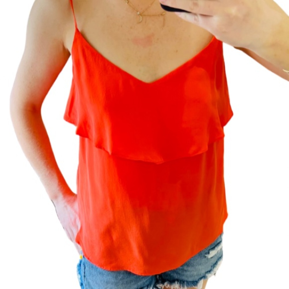 Joie size xs orange silk tank top with adjustable straps! In perfect condition!